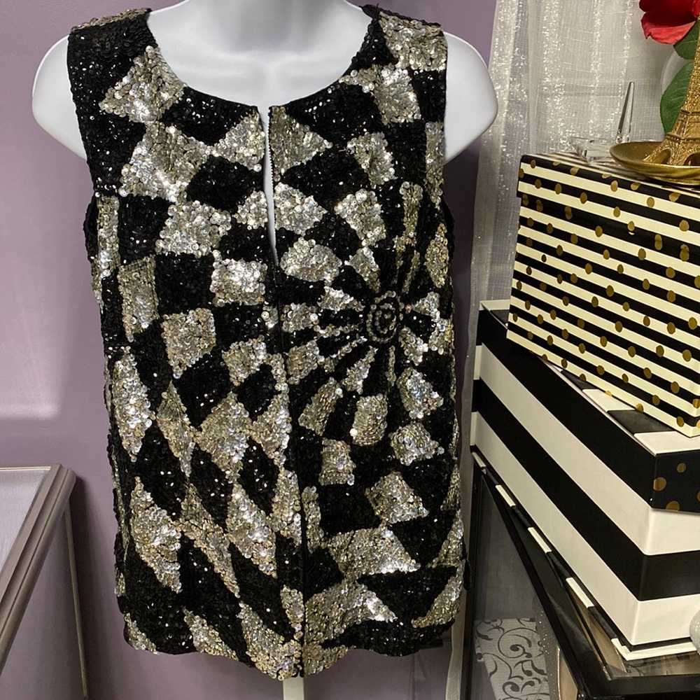 Gorgeous Vintage Silver and Black Top